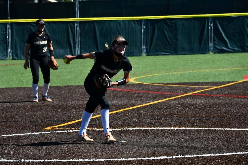 Alaina pitching for Archbishop Mitty